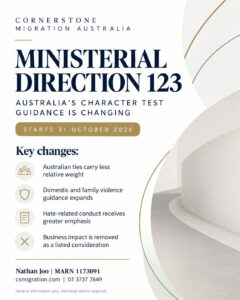 Ministerial Direction 123 Australian character test changes starting 31 October 2026